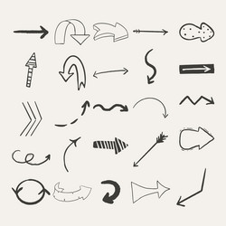 set arrow pointer ink lines textured shapes hand vector image