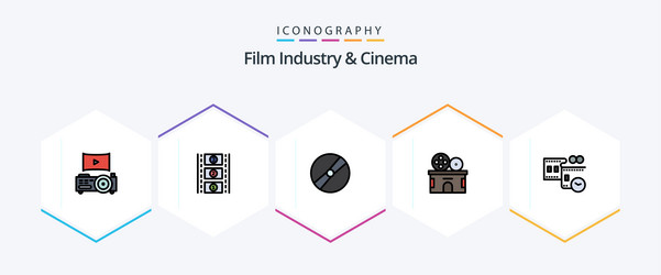 cenima 25 filledline icon pack including movie vector