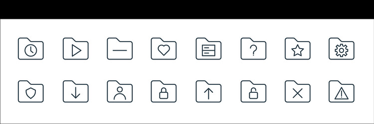 Folder line icons linear set quality vector