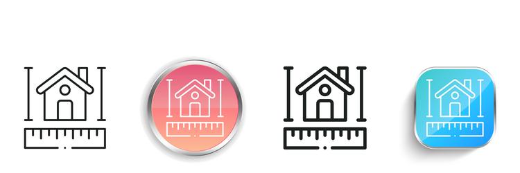 house design icon thin linear regular and button vector image