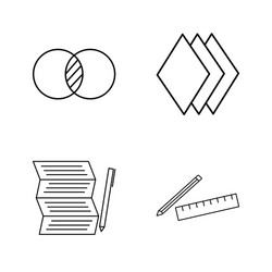 Office simple linear outline icon set vector