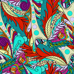 seamless patterns with abstract waves and leaves vector image