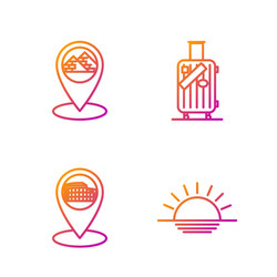 set line sunset map pointer with coliseum in rome vector image