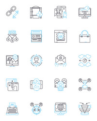 Social analytics linear icons set metrics vector