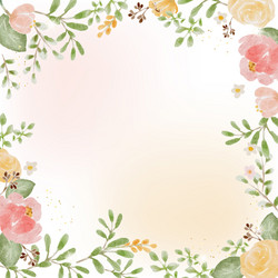 Watercolor Floral Bouquet with Gold Frame Vector Image