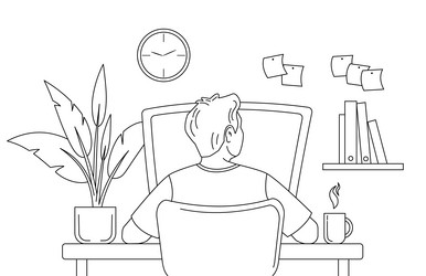 Man Working on Computer vector