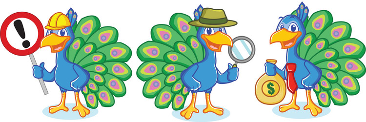 peacock mascot with money vector