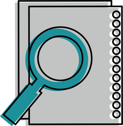 sheet of notebook with magnifying glass vector image