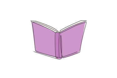 single continuous line drawing of open book vector