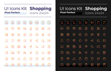 Shopping pixel perfect gradient linear ui icons vector