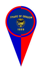 Oregon map pointer location flag vector