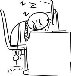 cartoon of man sleeping on the computer keyboard vector image