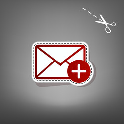 mail sign with add mark red vector image