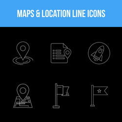 Unique icon set maps location line icons vector