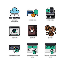 Digital marketing icons set 1 vector