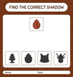 find the correct shadows game with pine cone vector image