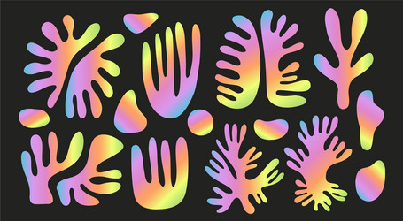 Gradient holographic matisse shapes abstract neon vector