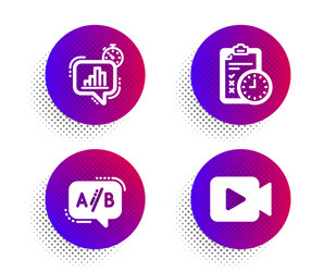 Statistics timer exam time and ab testing icons vector