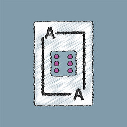 Flat shading style icon dice on playing card vector