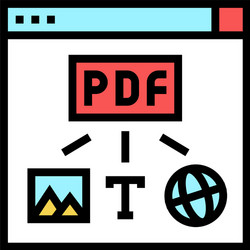 image text and web site page to pdf file color vector image