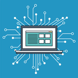laptop computer with data center icons vector image