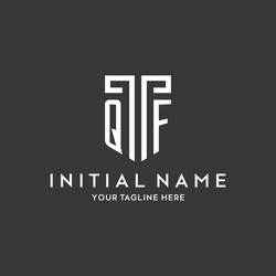qf monogram initial name with shield shape icon vector image