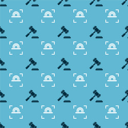 set judge gavel and fingerprint on seamless vector image