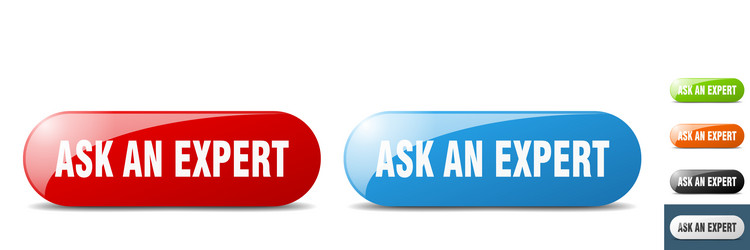 Ask an expert button key sign push set vector