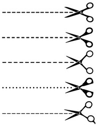 Big set of cutting scissors with cut lines vector