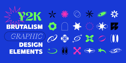 brutalist y2k shapes abstract design elements vector image