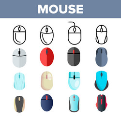 computer mouse thin line icons set vector image