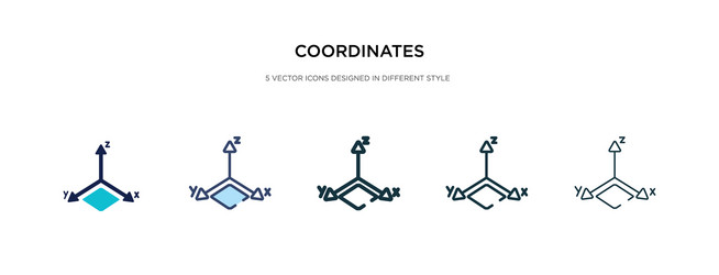 Coordinates icon in different style two colored vector