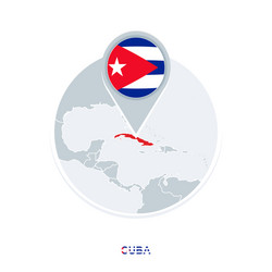 cuba map and flag icon with highlighted vector image