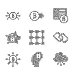 Set blockchain technology bitcoin think vector