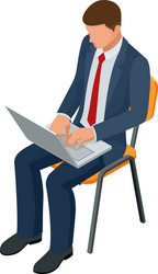 isometric businessman isolated on write creating vector image