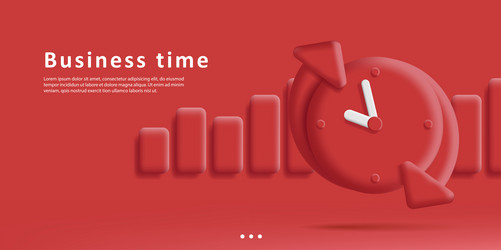 red web banner with mono chrome bar chart and 3d vector image