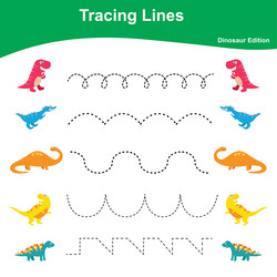 tracing lines game dinosaur edition vector image