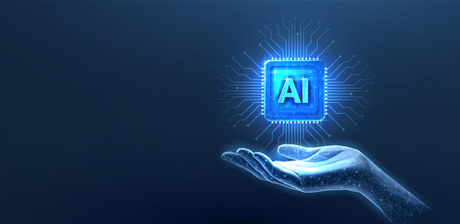 chip with ai letters in hand technology robot vector image
