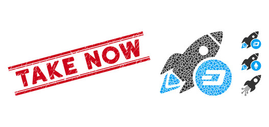 textured take now line seal with mosaic dash vector image