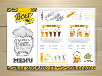 Vintage beer menu design vector