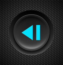 black button with blue sign of fast backward vector