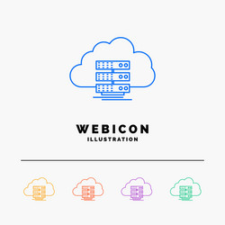 cloud storage computing data flow 5 color line vector image