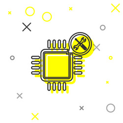 grey line processor with screwdriver and wrench vector image