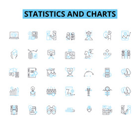 statistics and charts linear icons set data vector image