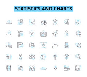 statistics and charts linear icons set data vector