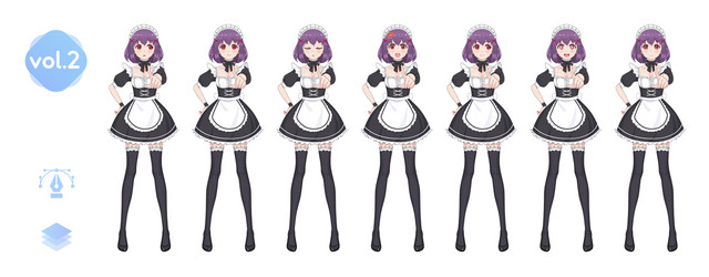 anime manga girl costume maid cafe vector