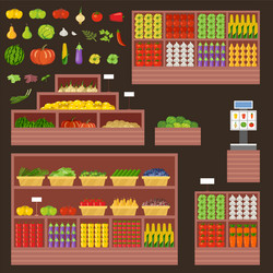 Furniture for vegetable and fruit shop counter vector