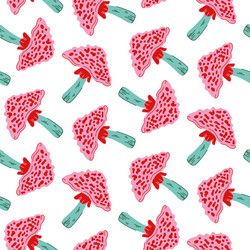 Seamless pattern cute of red mushroom vector