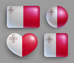 set glossy buttons with malta country flag vector