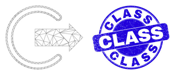 blue scratched class stamp and web mesh logout vector image